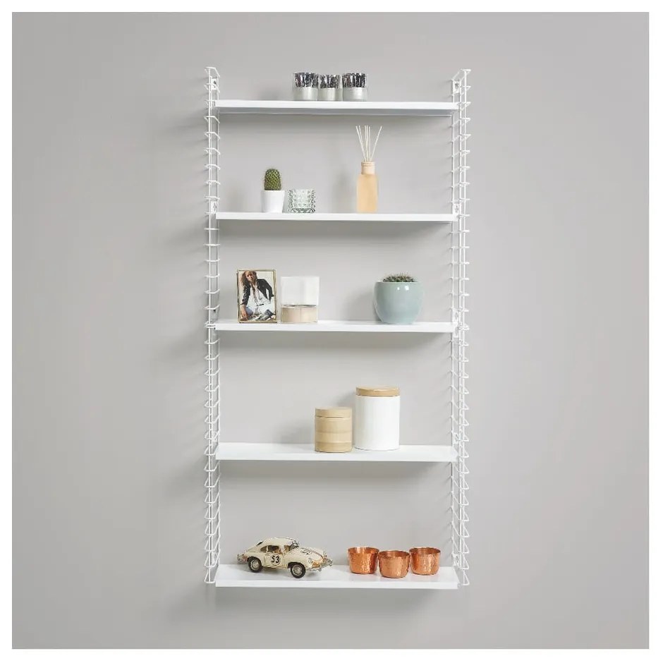 Etajeră cu 3 nivele cu polițele albe Metaltex Libro, lățime 70 cm