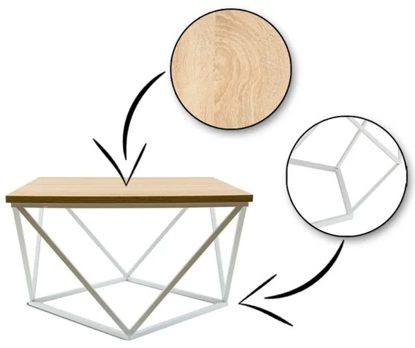 Măsuță de cafea CURVED 60x60 cm alb/bej