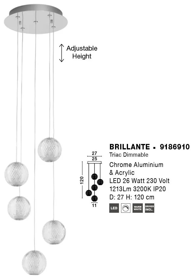 Lustra LED suspendata design decorativ BRILLANTE