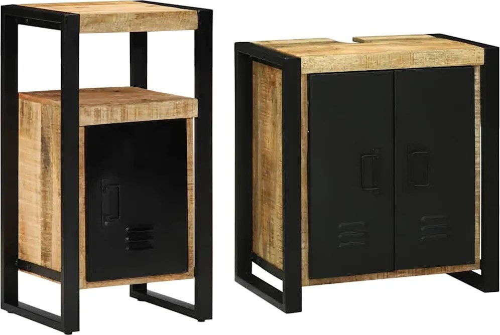 vidaXL Set de mobilier pentru baie cu sertar 2 pcs Lemn de mango solid