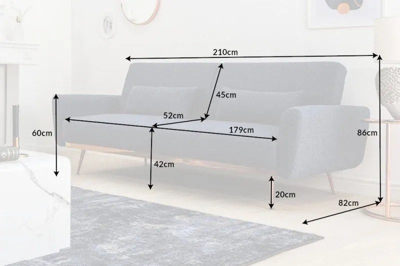 Canapea extensibila Bellezza 210cm, albastru