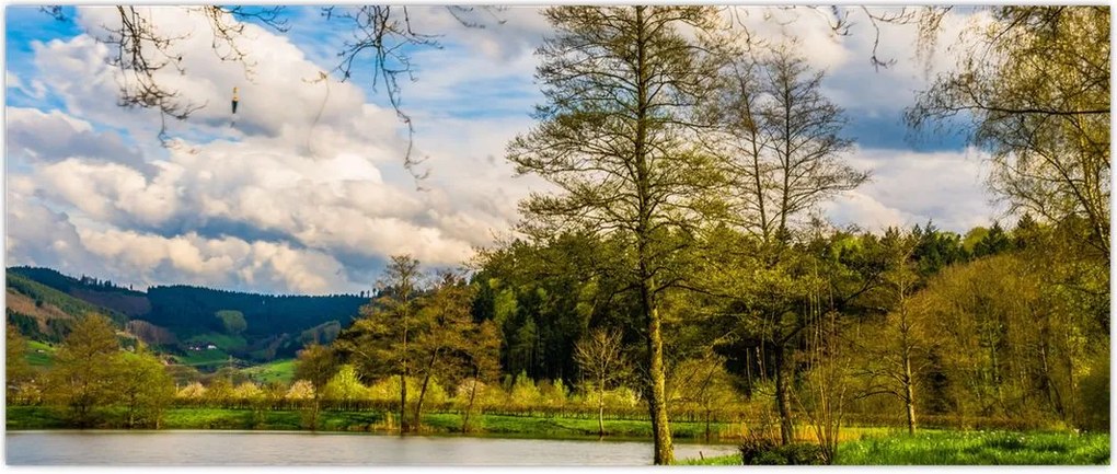 Tablou - Barcă pe lac (120x50 cm)