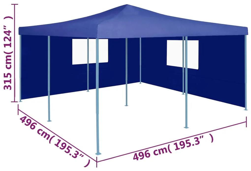 Pavilion pliabil cu 2 pereti laterali, albastru, 5 x 5 m Albastru, 5 x 5 m