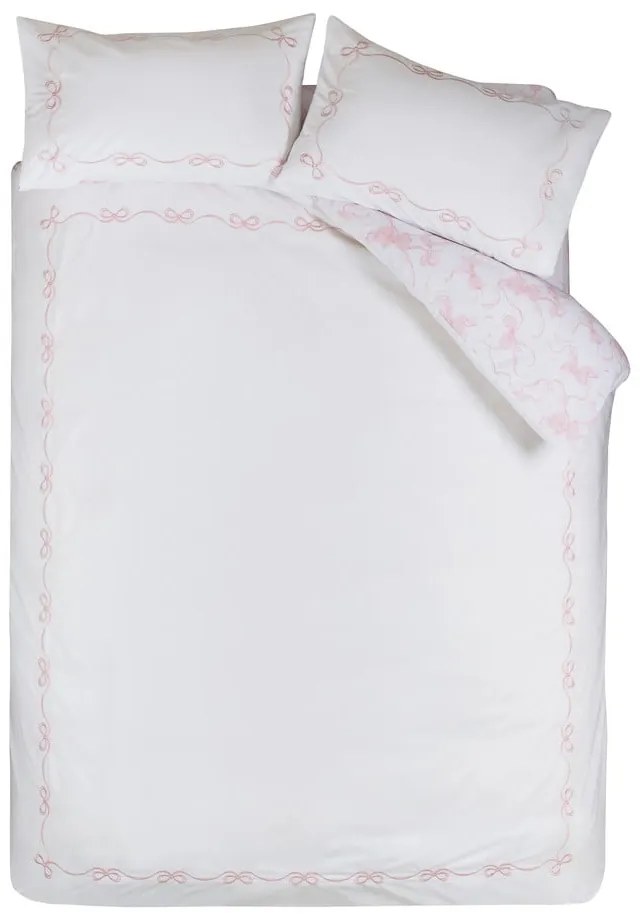 Lenjerie de pat albă pentru pat dublu 200x200 cm Bow Embroidery – Catherine Lansfield