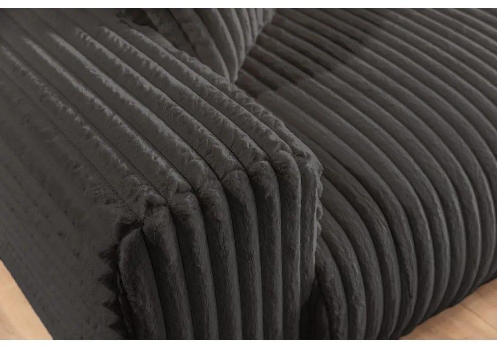 Canapea gri închis cu tapițerie din catifea reiată 178 cm Justin – Ropez