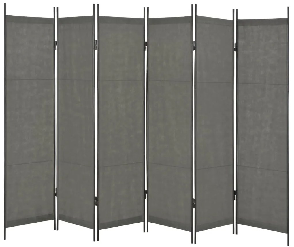 280261 vidaXL Paravan de cameră cu 6 panouri, antracit, 300 x 180 cm