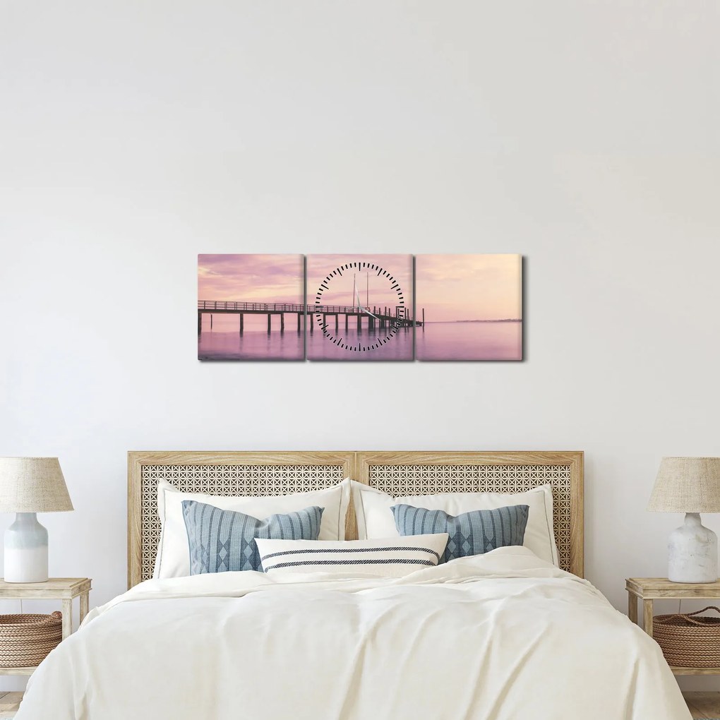 Tablou - Port (cu ceas) (90x30 cm)