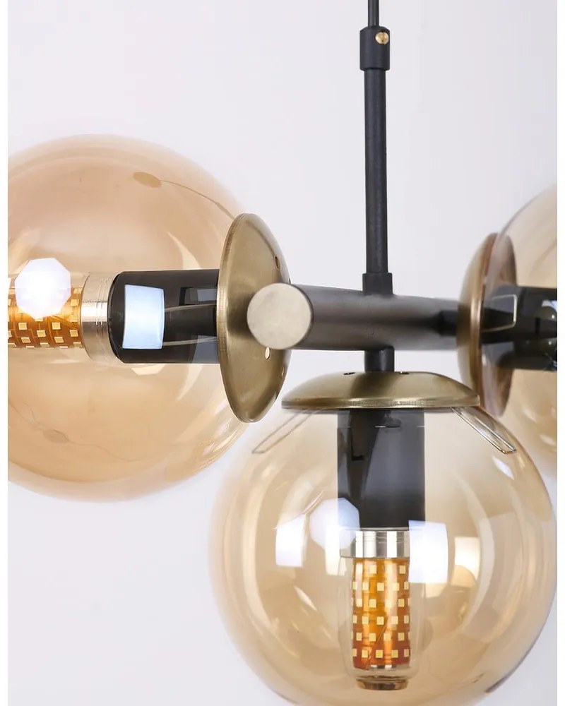 Lustră galben-negru cu abajur din sticlă ø 15 cm Cascade – Squid Lighting