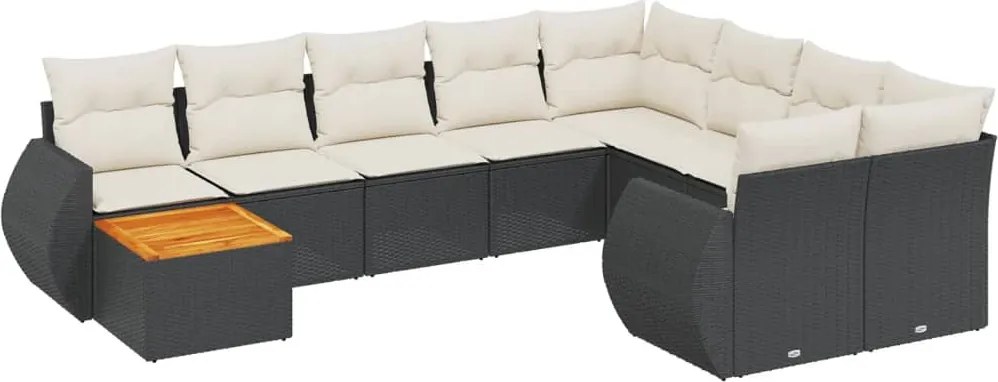 vidaXL Set canapele de grădină cu perne, 10 piese, negru, poliratan