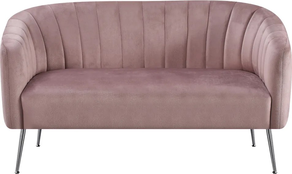 Canapea de design cu 2 locuri, ţesătură Velvet roz/crom-argintiu, BAGY