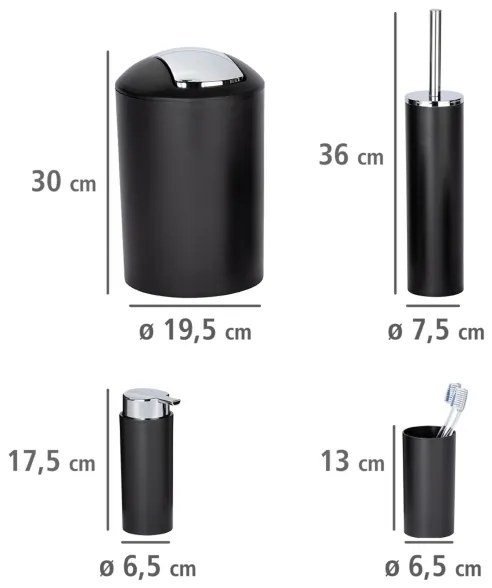 WENKO 24078800 - Set CALVO 6,5 x 13 cm, negru/crom lucios