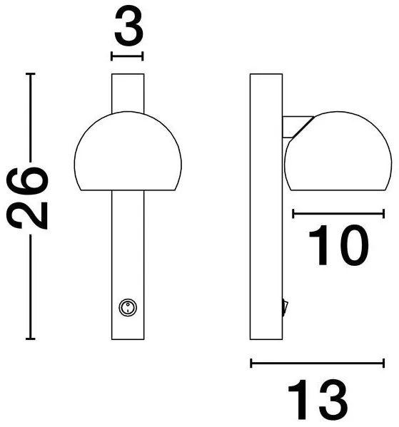 Aplica LED moderna stil minimalist LUSA negru/cafeniu
