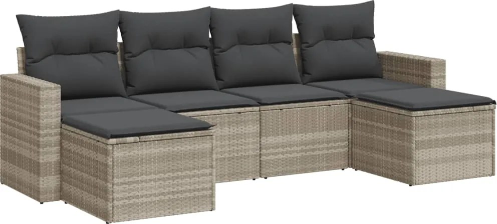 vidaXL Set canapele de grădină cu perne, 6 piese gri deschis poliratan