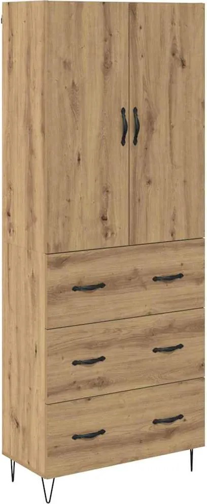 vidaXL Bufet cu sertar 2 pcs Stejar Artizanal Lemn tehnic și sticlă