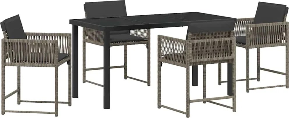 vidaXL Set de masă pentru grădină 5 pcs Gri poliratan