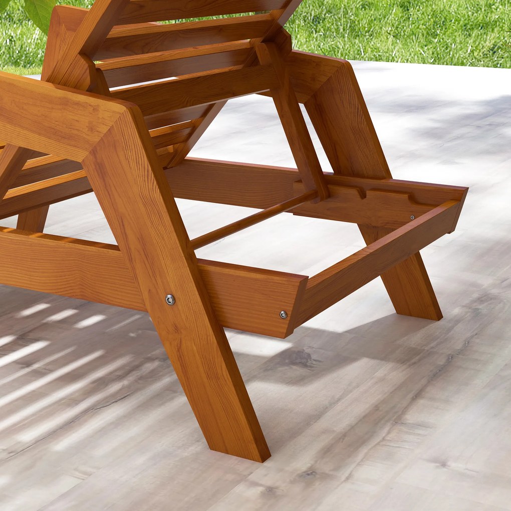 Outsunny Șezlong pentru grădină din lemn, lemn masiv, 66 cm x 190 cm x 73,5 cm, Portocaliu | Aosom Romania