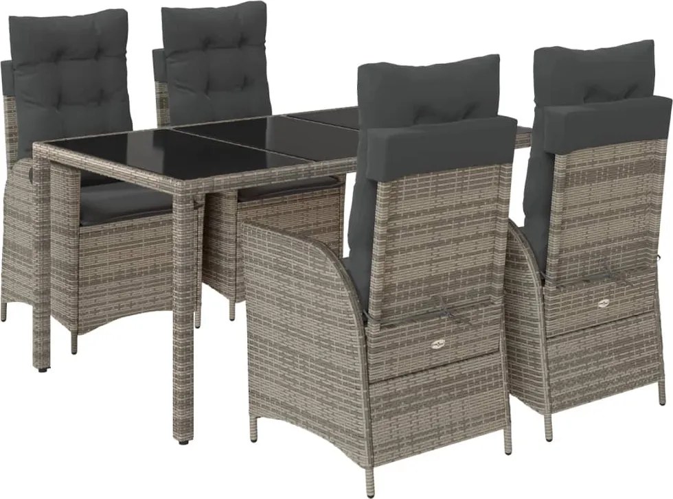 vidaXL Set mobilier de grădină cu perne, 5 piese, gri, poliratan