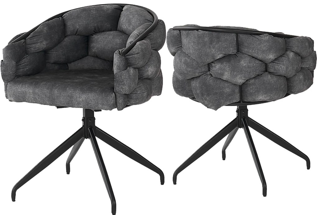 Set de 2 scaune din catifea, Gri | Aosom Romania