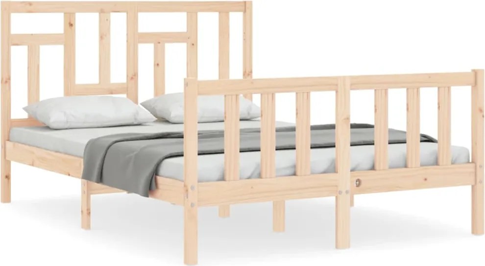 vidaXL Cadru de pat fără saltea, 140x190 cm, lemn masiv de pin