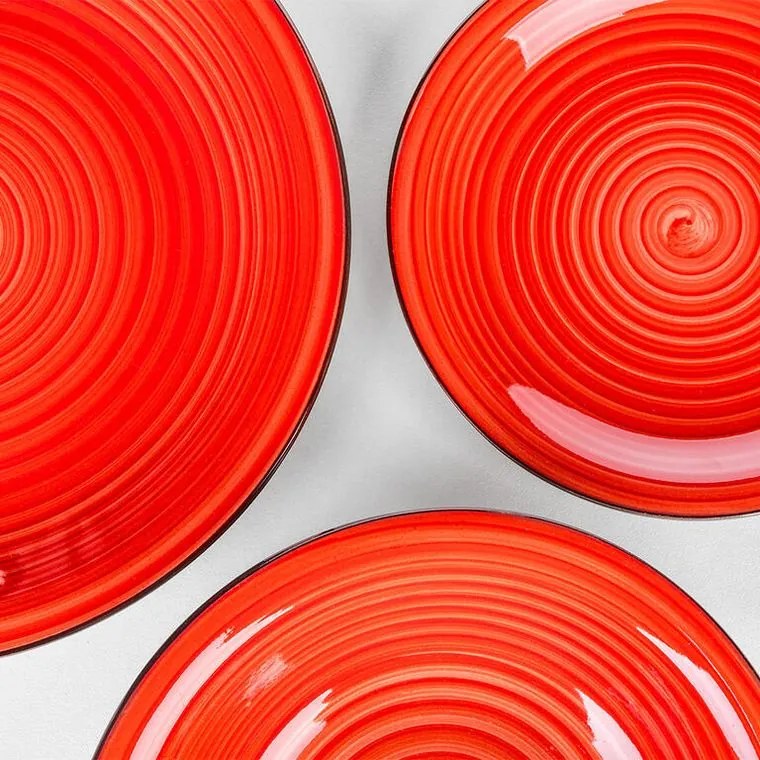 BANQUET Set de masă ceramic SPIRAL RED 30 piese