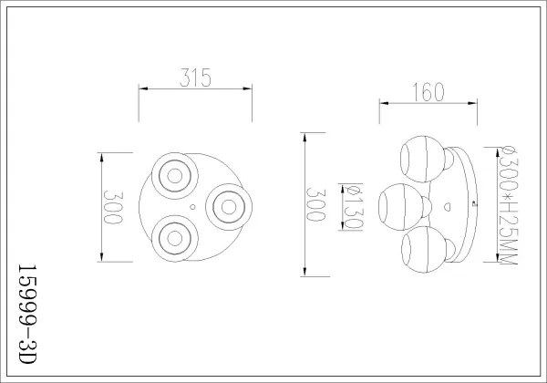Globo 15999-3D - Plafonieră RAGUSA, 3x E27, max. 60 W, 230 V, Ø 31,5 cm