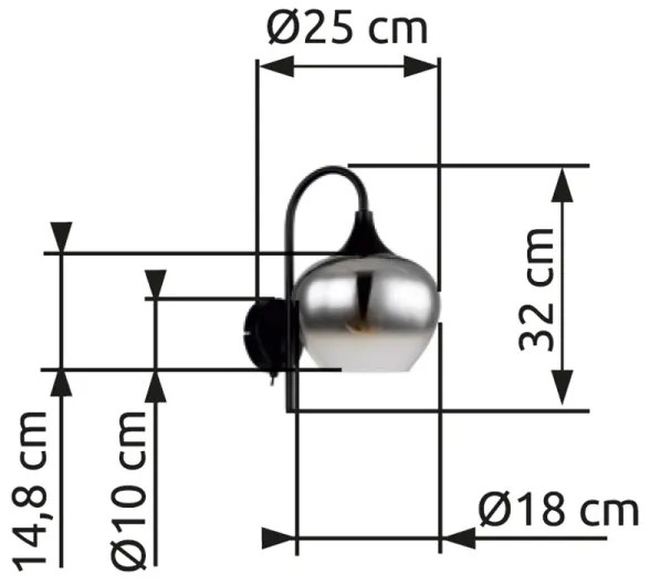 Lampă de perete MAXY 1xE27/40W/230V negru Globo 15548W