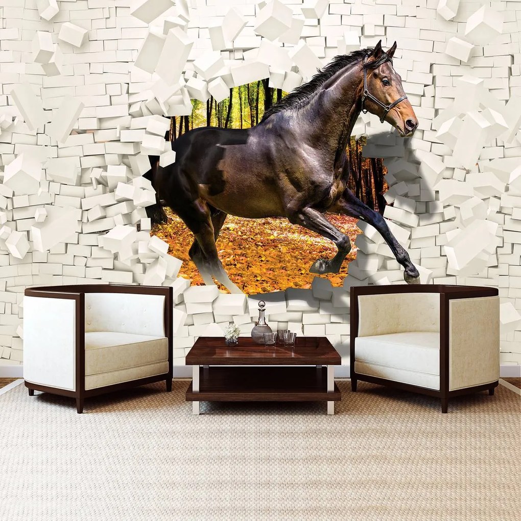 Fototapet - Calul a sărit din perete 3D (152,5x104 cm)