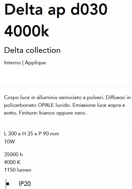 Aplica LED ambientala Delta ap d030 4000k negru