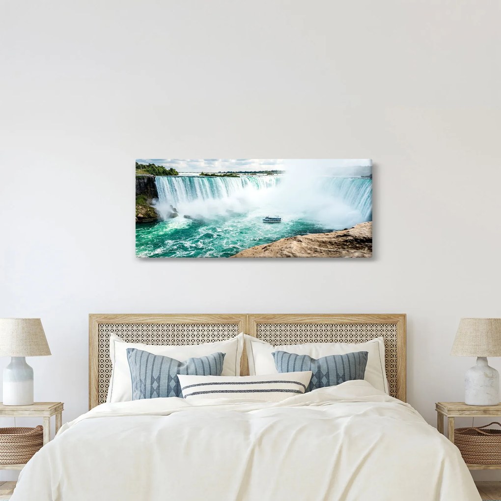Tablou cu cascadele și corabie (120x50 cm)