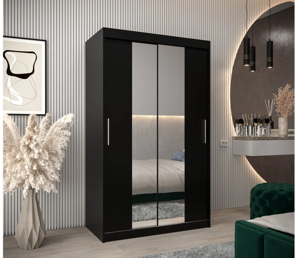 Dulap de haine 120 cm Toki 1 (negru mat + negru mat). 1064892