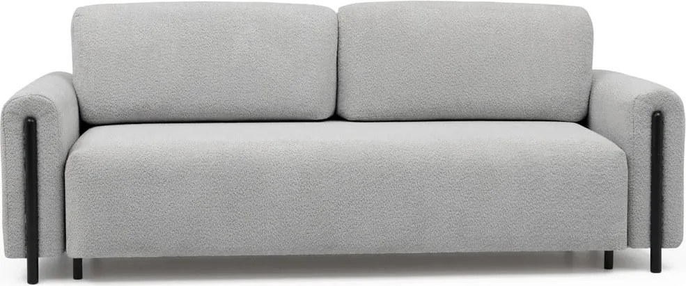 Canapea gri deschis extensibilă/cu spațiu de depozitare cu tapițerie din țesătură bouclé 244 cm Arcadova – ELTAP