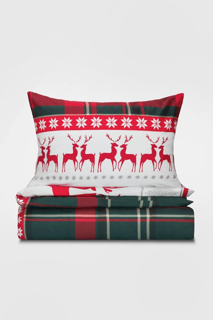 Lenjerie de pat Red Deer rosu-verde 140x200 cm