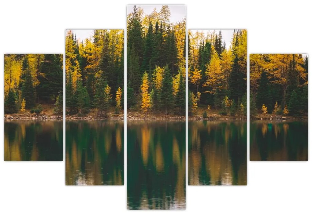 Tablou cu lac de pădure (150x105 cm)