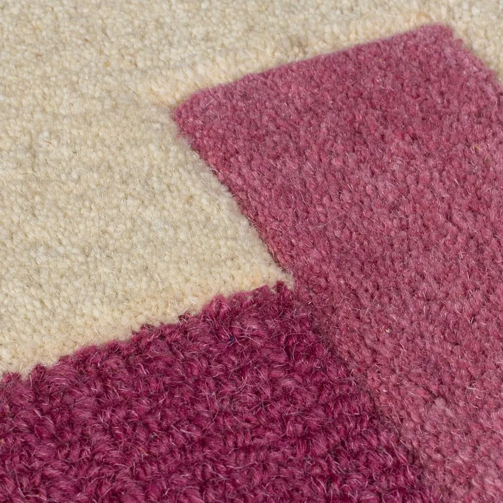 Covor galben/roz țesut manual din lână 120x170 cm Kai Wool Border – Flair Rugs