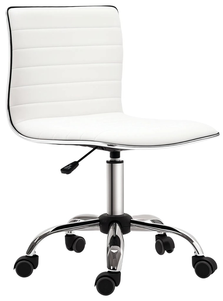 HOMCOM Scaun birou fără brațe, scaun de birou, înălțime reglabilă, șezut și spătar căptușite, 48x52x78-90cm, alb | Aosom Romania