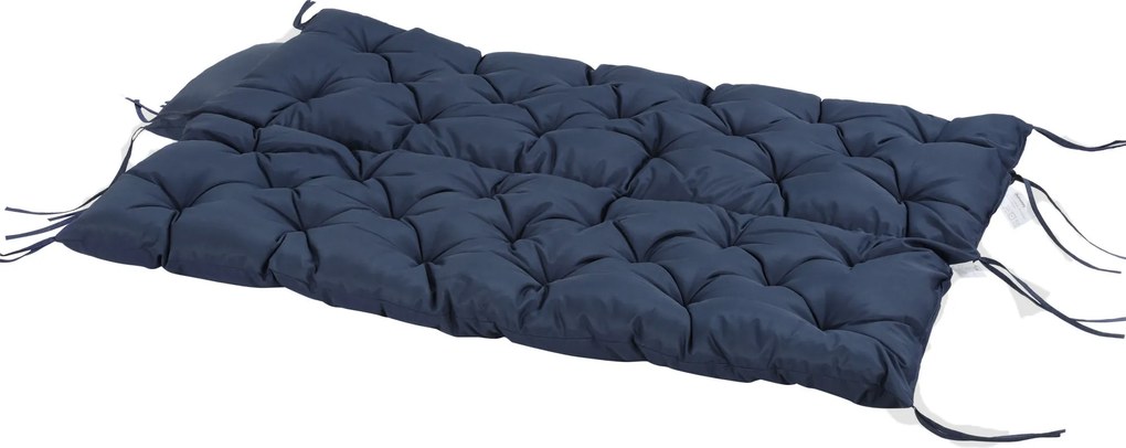 Perna Outsunny pentru grădină în Stil Modern Capitonat pentru Scaune Exterioare cu 6 Șireturi, Pernă din Bumbac și Poliester, 150x98x8 cm, Albastru Închis | Aosom Romania