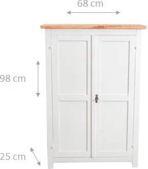 Dulap mic, L68 25 H98 cm, alb antic natur, lemn masiv
