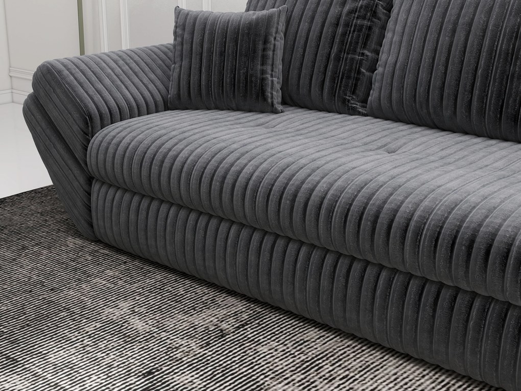 Canapea extensibilă dumonde cu ladă de depozitare si sezut confortabil din spuma high-density, Loana Ambience Grey 250x100 cm