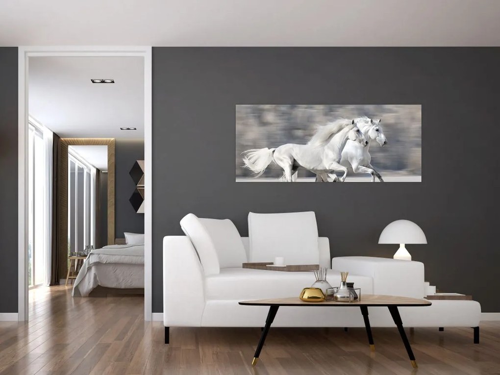 Tablou - Cai albi în timpul iernii (120x50 cm)