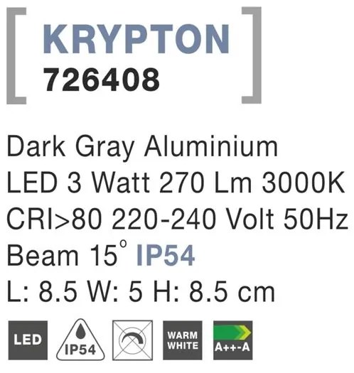 Spot LED ambiental scari de exterior IP54 KRYPTON NVL-726408