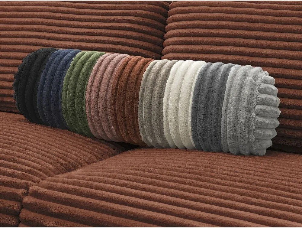 Canapea portocalie pentru dormitul zilnic/extensibilă cu tapițerie din catifea reiată 220 cm Hugo – Bobochic Paris