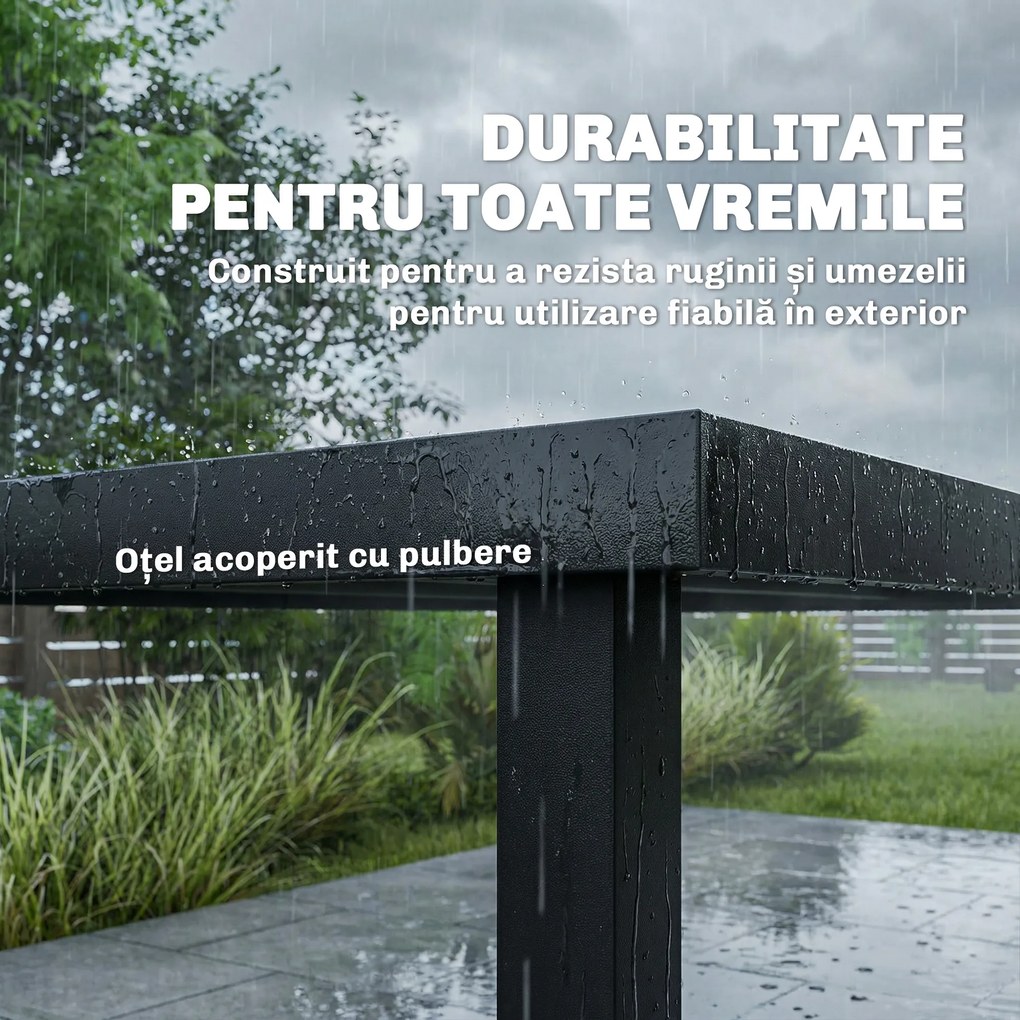 Outsunny Set Mese de Exterior cu Scaune Stivuibile, Gri | Aosom Romania