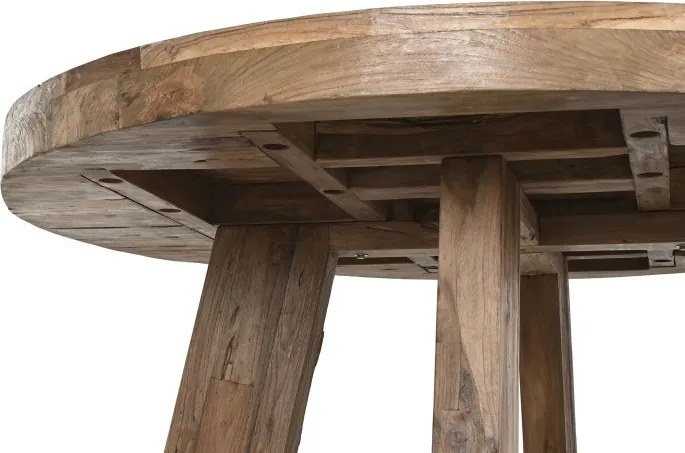 Masa dining rotundă din lemn de tec reciclat , "Grand Loft"