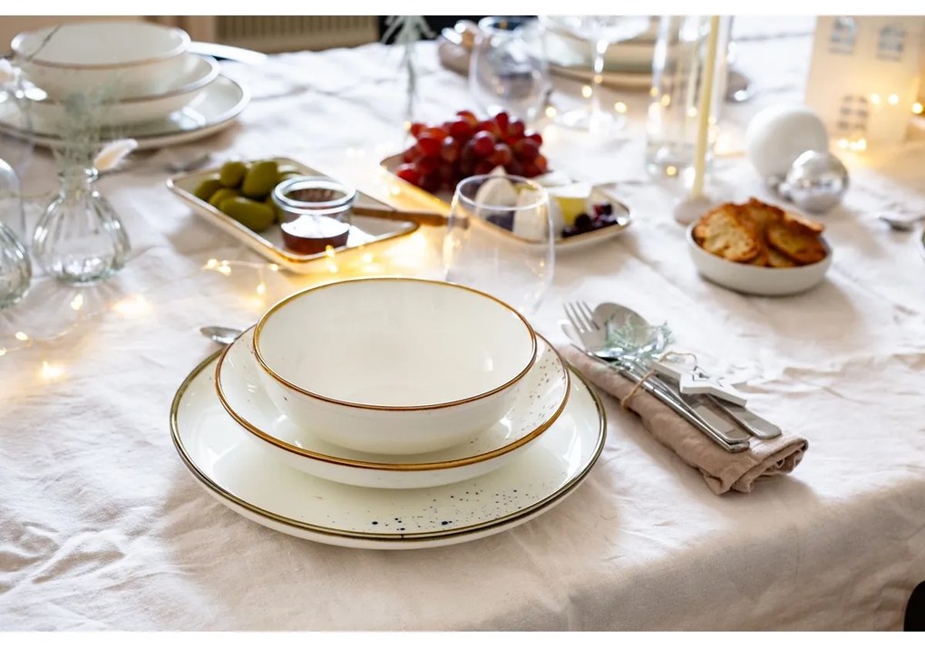 Mäser Set de 4 boluri Pintar White cu puncte maro22 cm