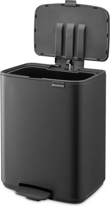 Cos de gunoi Brabantia Bo Pedal 1010133, 12 L, Inchidere usoara, Baza antiderapanta, Acoperire minerala, Gri inchis