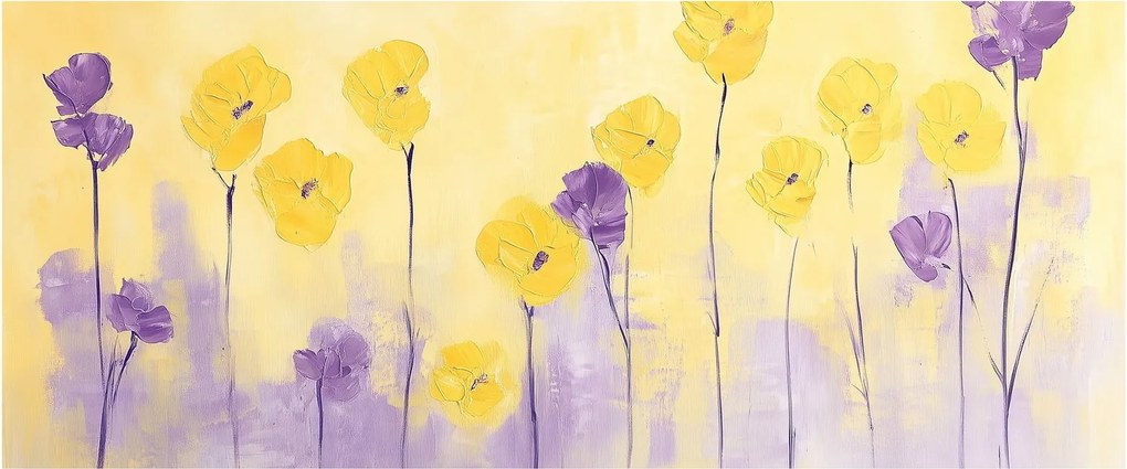Tablou - Flori mov și galbene (120x50 cm)