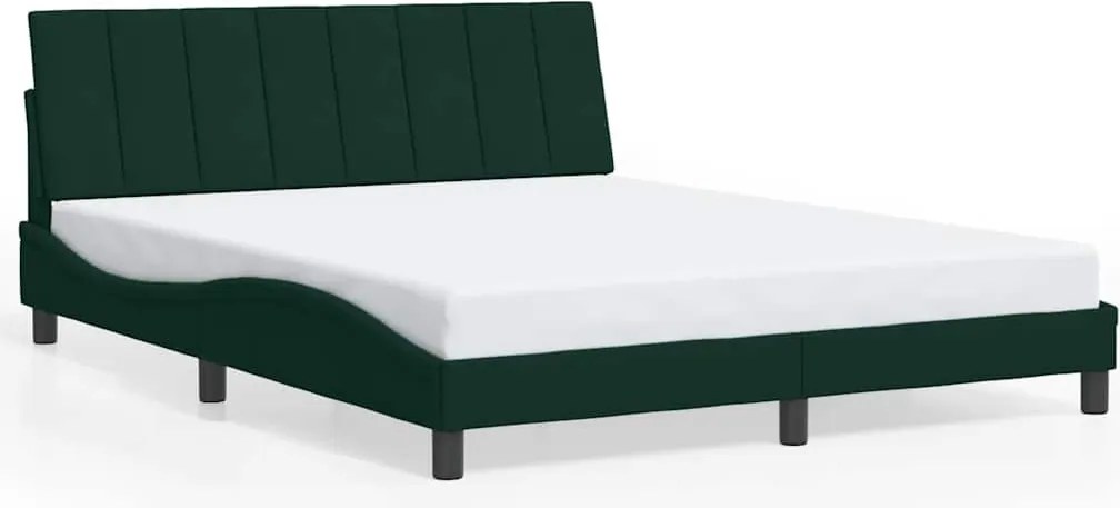 vidaXL Cadru de pat fără saltea, Hanko, verde închis, 160x200 cm, catifea