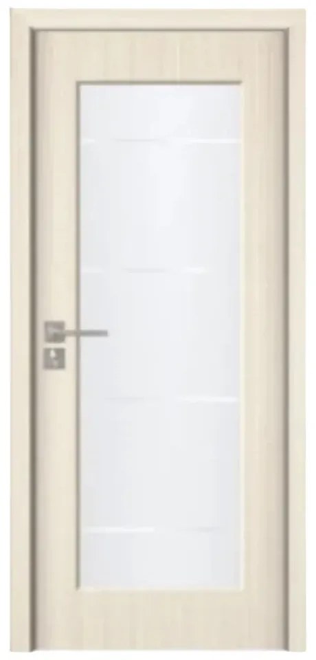 Usa Interior din MDF Novo Doors ND110-1, Cadru din Lemn Masiv, Geam Sablat, KIT COMPLET, Toc , Manere si balamale incluse (Culoare: Gri, Toc: