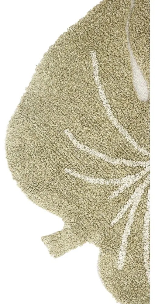 Covor pentru copii kaki lavabil/țesut manual din bumbac 75x100 cm Mini Monstera Olive – Lorena Canals