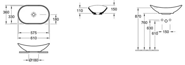 Villeroy & Boch 411060R1 - Lavoar pentru montare pe blat MY NATURE 61x36 cm alb